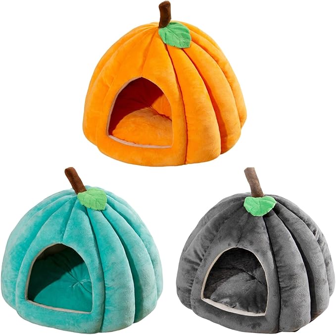 Peiiwdc Detachable Pet Bed Kitten Puppy Dog Cave Cartoon Pumpkin Pet Detachable Cushion Nest Supplies Cave Washable