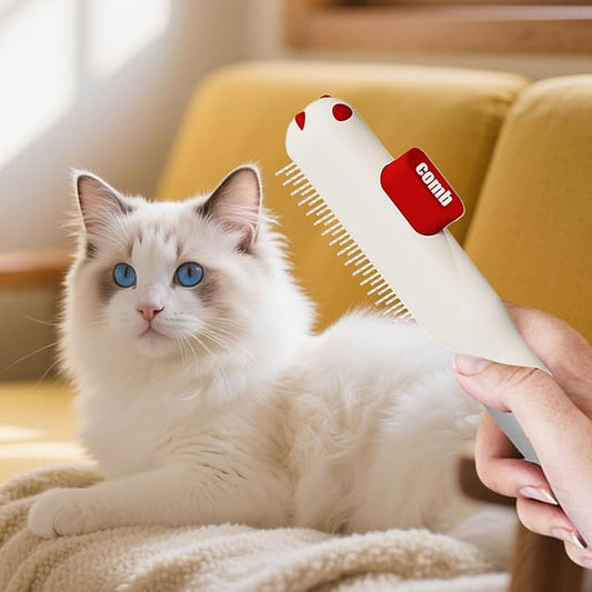 Cat Grooming Comb,Self-Cleaning Anti Slip Hair Brush with Metal Teeth,Cat Hair Comb | for Dog Puppy Animals Indoor Home Shedding