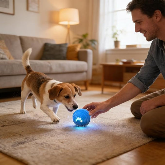 Pet Bounce Ball for Dogs,Rechargeable Pet Supplies - Bouncing & Rolling Ball Dog Toy | for Play Exercise Boredom Relief Stimulation Indoor Outdoor Home Apartment