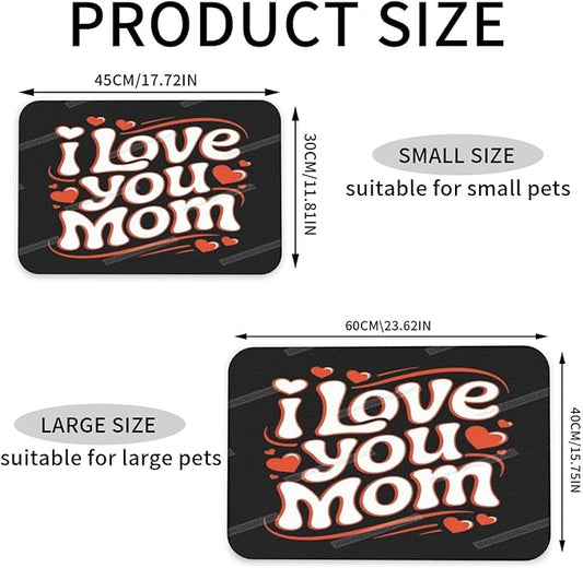 Absorbent Dog Water Cat Mat for Food Water Bowl Quick Dry Happy Mother's Day Floral Gift for Mom Hi Pet Feeding Mats No Stains Dog Food Mat Pet Accessories Supplies Cat Bowl Mats 24x16In