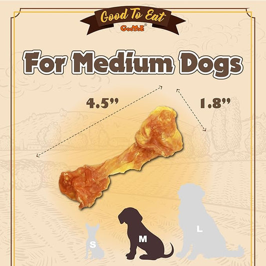 Gootoe Turkey Tendons for Dogs โAll-Natural, Hypoallergenic Dog Treats, Rawhide Alternative, Long Lasting Puppy Chews, Healthy Dog Treats for Medium Breeds, Bone (M), 3 Count Pack