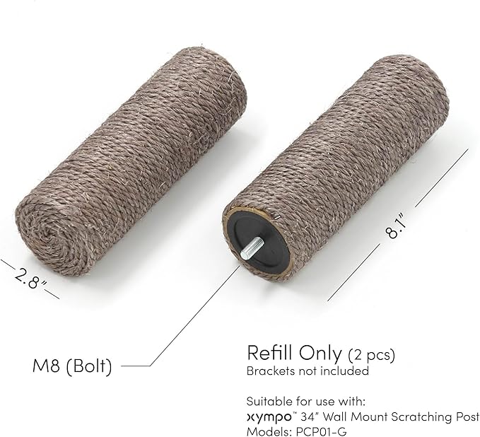 8" Scratching Post Refill (Grey) - 2 Pack (Brackets Not Included)