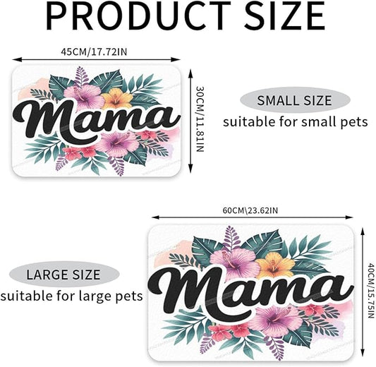 Non Slip Mat for Dog Pet Cat Dog Food Mats Happy Mother's Day Floral Gift for Mom Hx Water Bowl Mat Quick Dry Absorbent Cat Feeding Mats 18X12In