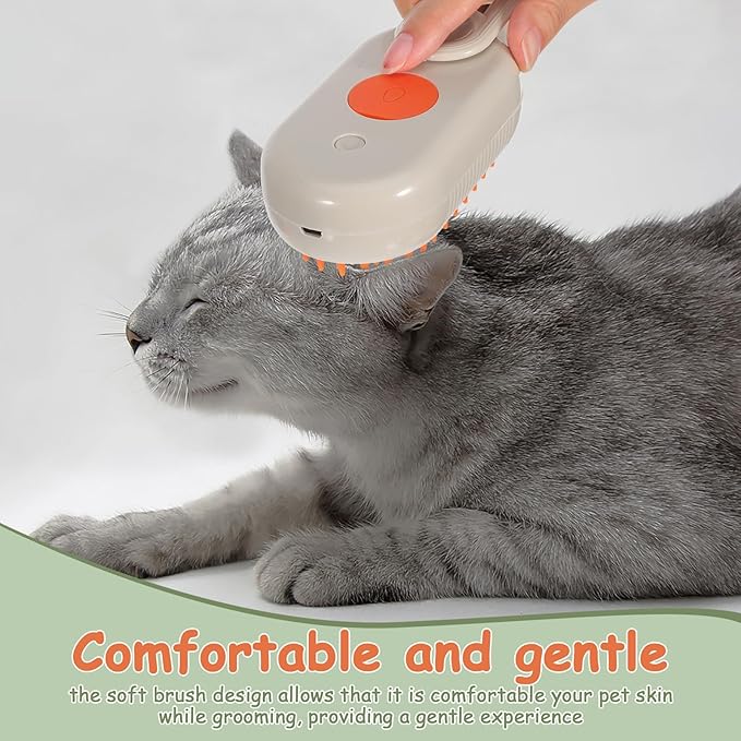 Rotating Handle Pet Brush with Spray for Long Haired Dogs and Indoor Cats Versatile Grooming Comb for Shedding Control Static Reduction and Massage