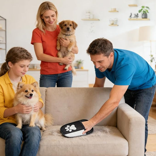 Pet Hair Remover Glove – Silicone Bristles Size, Flexible Grooming Mitt | Electrostatic Cleaning Mitt, Shedding Lint Catcher | for Furniture Carpet Couch Bedding and Auto Interior