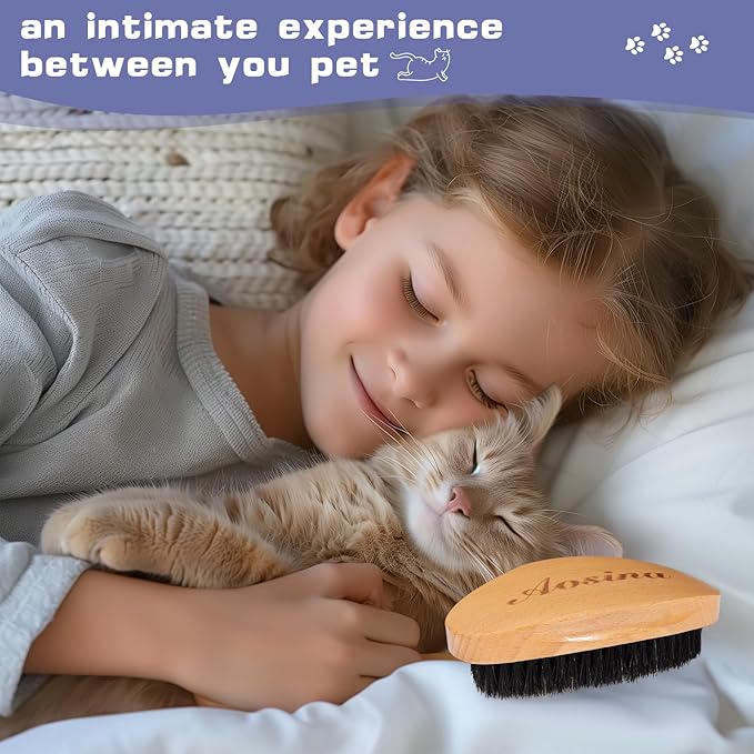 Ultimate Brush for Shedding Control - Professional Cat Grooming With Soft Boar Bristles - Promotes Healthy Coat and Relaxing Massages for Indoor Cats