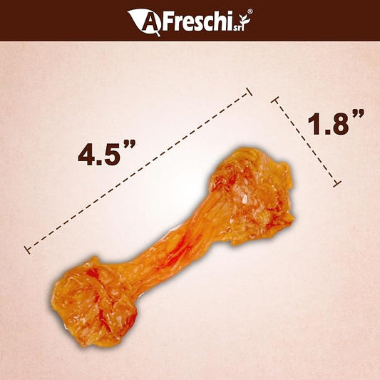 A Freschi srl Turkey Tendon of Dog Bones Shape, USA-Sourced, Limited-Ingredient, Rawhide-Free, Long-Lasting, All-Natural Dog Treats for Medium Dogs, 3 Count Pack (M)