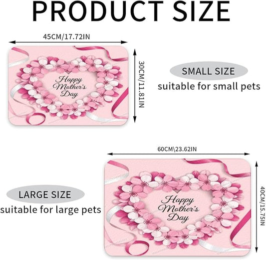 Pet Feeding Mat Happy Mother's Day Floral Gift for Mom Gw Absorbent Pet Placemat for Food Water Bowl with Waterproof Rubber Backing 24x16In Quick Dry Water Dispenser Mat Dog Cat