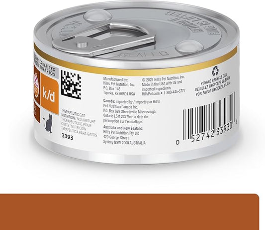 Hill's Prescription Diet k/d Kidney Care Chicken & Vegetable Stew Wet Cat Food, Veterinary Diet, 2.9 oz. Cans, 24-Pack