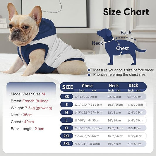 Fleece Lining Extra Warm Dog Hoodie in Winter for Small Dogs Jacket Puppy Coats with Hooded,Beige and Blue M