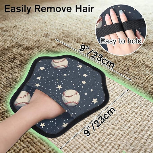 Reusable Pet Hair Removal Glove Star Sport Baseball Magic Brush for Cat & Dog Hair Remover for Car, Sofa, Bedding, Clothes - 9x9 Mitt Washable