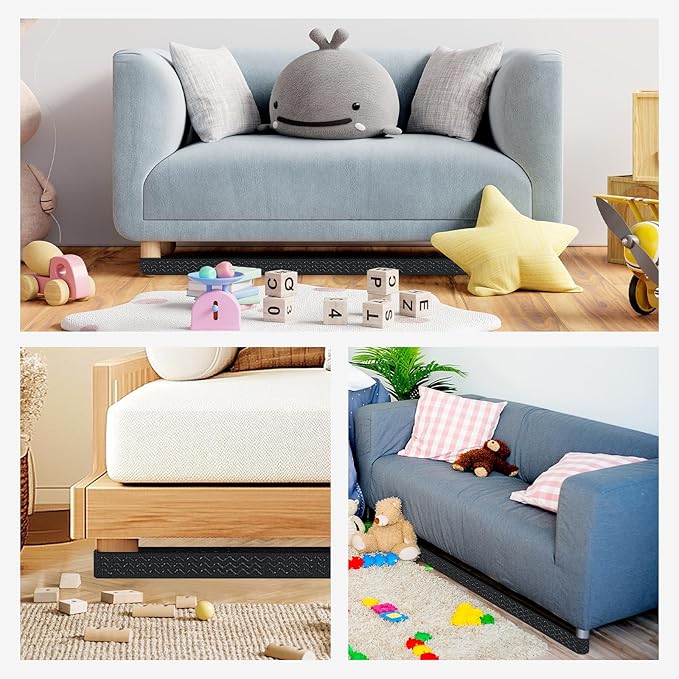 Under Couch Blocker for Kid and Pet Toys, Adjustable Toy Blocker for Under Couch, Toy Blocker Stop Things from Going Under Sofa, Bed, and Other Furniture, Easy to Install, 1.6" x 157 inch