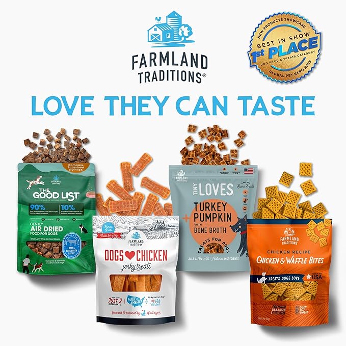 Farmland Traditions The Good List Air-Dried Dog Food, Premium Lamb, Venison, & Bone Broth for Dogs, Protein Rich & Grain-Free Nutrition, 1 Pound Bag