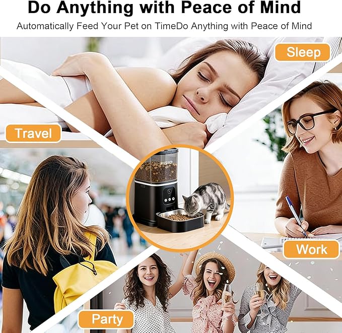 Automatic Cat Feeder, 2.4G WiFi Automatic Dog Food Dispenser,Auto Dog Feeder with APP Control, 5L Timed Auto Cats Food Dispenser w 2-Way Audio for Multiple Pet