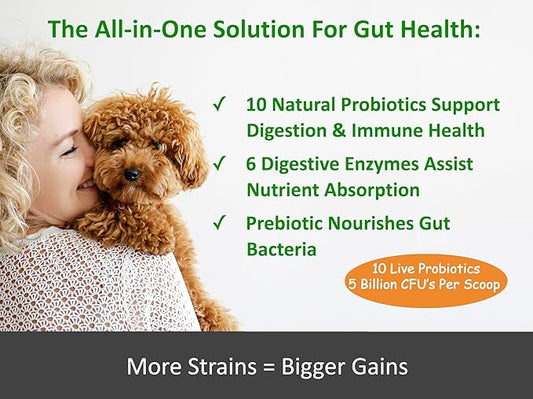 TummyWorks Probiotic Powder for Dogs & Cats. Probiotics For Digestive Health, Immune Support, Diarrhea, Gas, Itching & Seasonal Allergies. With Digestive Enzymes & Prebiotics. Made in USA - 160 Scoops