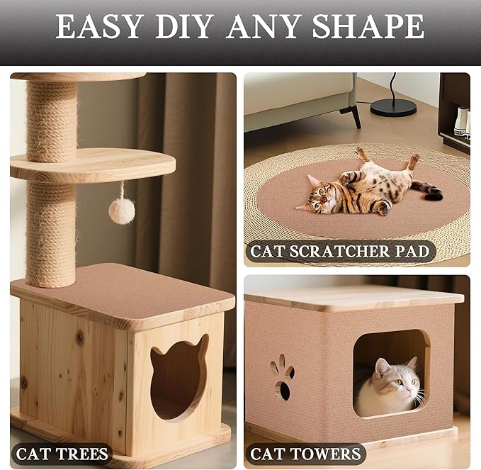 15.7'' x 23.6'' Cat Scratch Furniture Protector Cat Wall Scratcher Mat AdhesiveTrimmable Cloth Couch Anti-Scratch Cover DIY Climb Couch Protector from Claws, Replacement Pads,Beige
