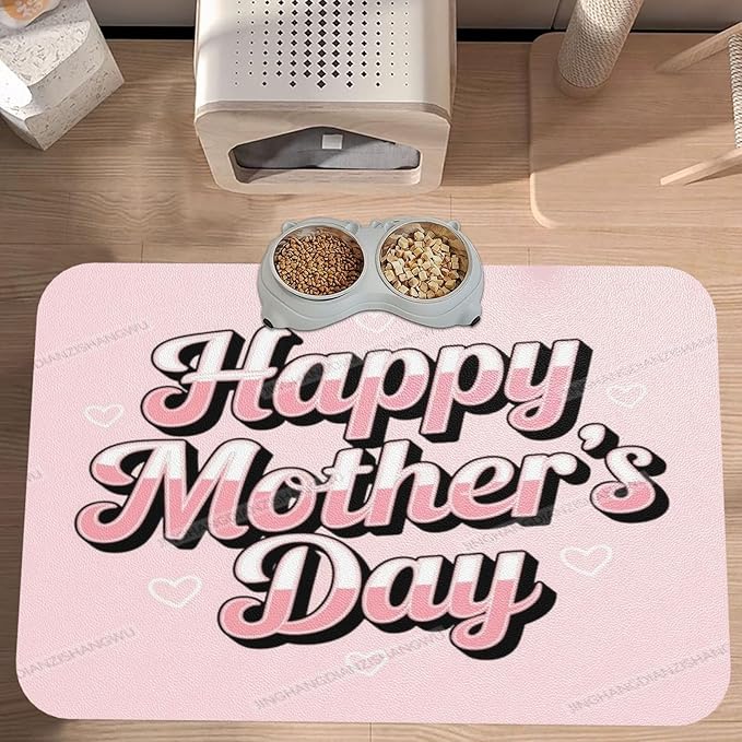 Dog Food Mat Dog Mat for Food and Water 24x16In Happy Mother's Day Floral Gift for Mom Fl No Stains Cat Pet Feeding Mats Water Bowl Messy Drinkers