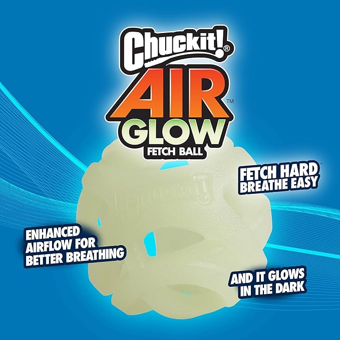 Chuckit! Air Glow Fetch Ball Dog Toy, Small (2 Inch) Pack of 2, for Breeds 0-20 lbs
