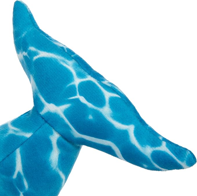 TrustyPup Strong 'N Silent Swimmer Soft Plush Orca Squeaker Chew Guard Dog Toy - Blue, Large