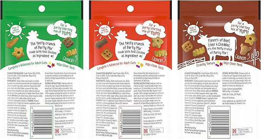 Friskies Purina Party Mix Cat Treats Variety Pack, 1 Pouch Picnic Crunch, 1 Pouch Original Crunch, 1 Pouch Wild West Crunch, 2.1 Ounce Pouches (Pack of 3)