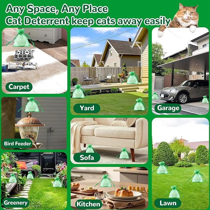 10 Pack Natural Peppermint Oil Cat Deterrent Balls, Outdoor Indoor Pet Deterrent for Cats & Dogs, Keep Cats Away from Yard Garden Plants Furniture Trash, Anti Scratch and Chew