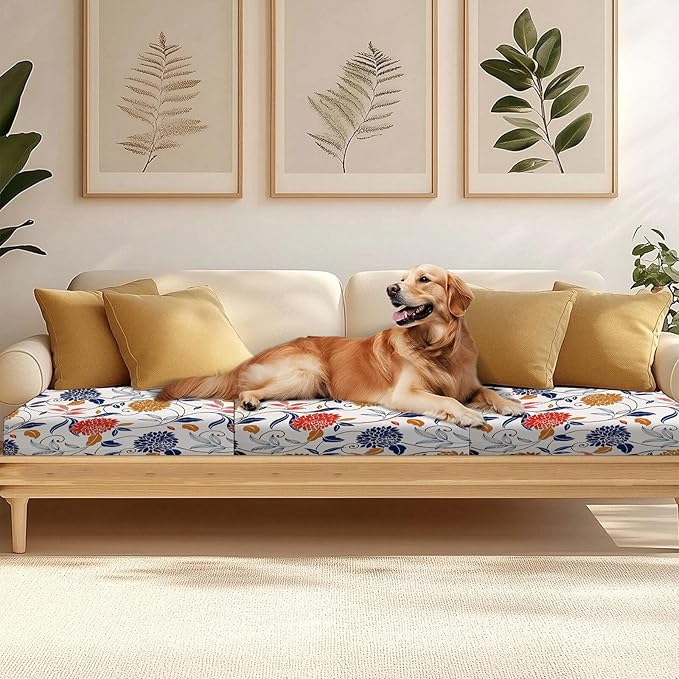 HANDONTIME 8Pcs Outdoor Cushion Covers Waterproof Patio Cushion Covers Boho Stretch Outdoor Couch Cover Replacement Patio Furniture Cover for Pets Sofa Cover Washable (Colorful Boho,Cover Only)
