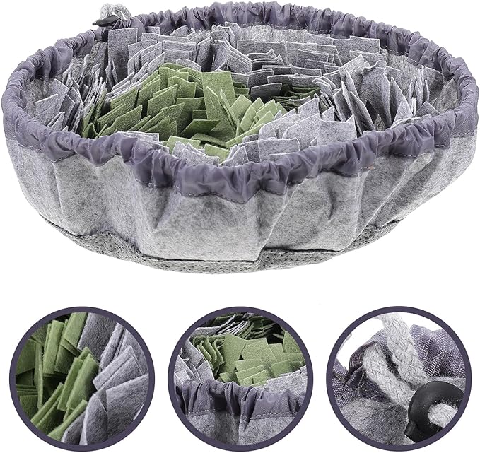 GALPADA Slow Feed Dog Bowl with Non-Slip Base, Interactive Plush Snuffle Mat, Medium Size for Puppy Training and Energy Consumption, Green and Gray Pet Feeding Supplies