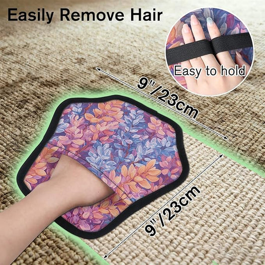 Reusable Pet Hair Removal Glove Lavenders Themed Magic Brush for Cat & Dog Hair Remover for Car, Sofa, Bedding, Clothes - 9x9 Mitt Washable