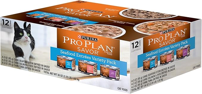 Nestle Purina Petcare 381023 36 oz Pro Plan Seafood Entrees Variety Pack (Pack of 12)