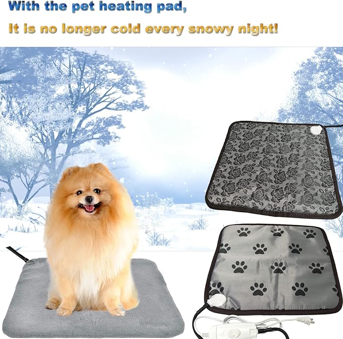 Pet Heating Pad for Small Dog & Cat - Soft Washable Cover, Electric, Water & Chew Resistant Cord