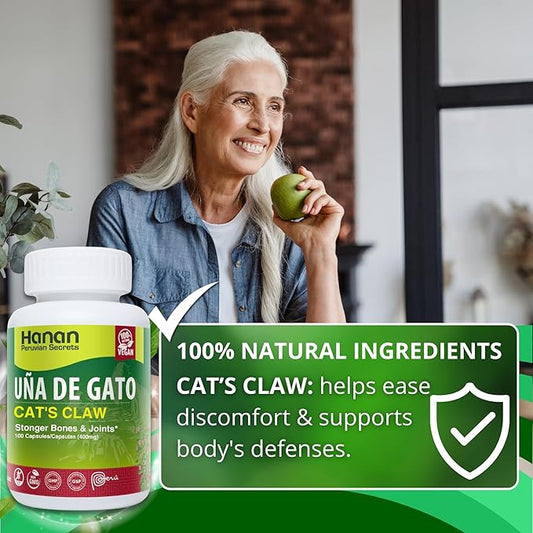 Hanan Uña de Gato Cat's Claw | 100 Capsules | Naturally Aids in Supporting Healthy Immune System (Single Pack)