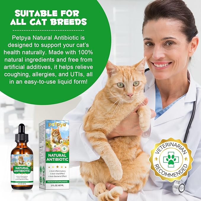 Antibiotics for Cats, Natural Antibiotic Drops Supports Immune & Allergy & Itch Relief, Vitamins Herbal Supplement, Pet Supplies Cats UTI Antibiotics, Chicken Flavor - 2 fl oz / 60ml