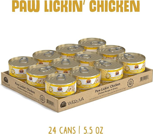 Weruva Classic Cat Food, Paw Lickinâ Chicken with Chicken Breast in Gravy, 5.5oz Can (Pack of 24)
