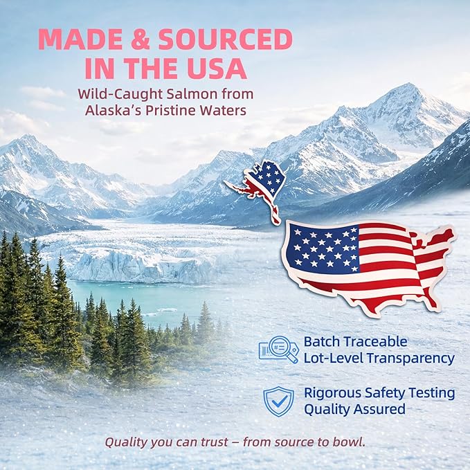MAJOR PETS Freeze Dried Salmon Dog & Cat Treats - Wild Caught Alaskan Salmon -Single Protein - Grain Free & Gluten Free - Dog Food Toppers & Training Treats - Made and Sourced in The USA - 10 oz
