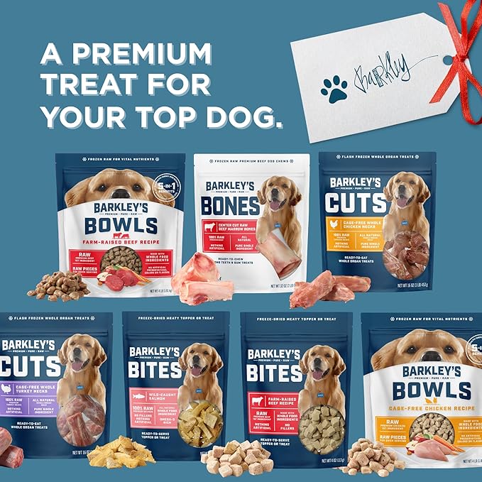 Barkley’s Cuts, Frozen Raw Sliced Turkey Necks Dog Treats, Single Ingredient, Flash Frozen, High Protein Training Treats and Food Toppers for Puppies and Dogs, Human Grade Ingredients, 16 Oz Bag