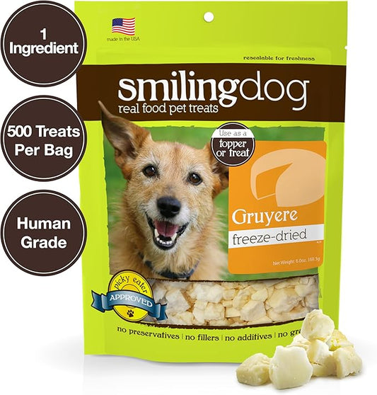 Herbsmith Smiling Dog Treats β Freeze Dried Gruyere β 100% Real Wisconsin Cheese β Single Ingredient β Human Grade β Made in USA β 9 oz