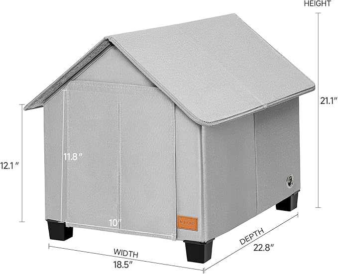Insulated Dog House Outdoor with Warm Mat and Elevated Feet,Weatherproof Dog Bed House for Medium Size Dog and Multiple Large Cat,Max Pets Size 20.8 X 13.7 Inches