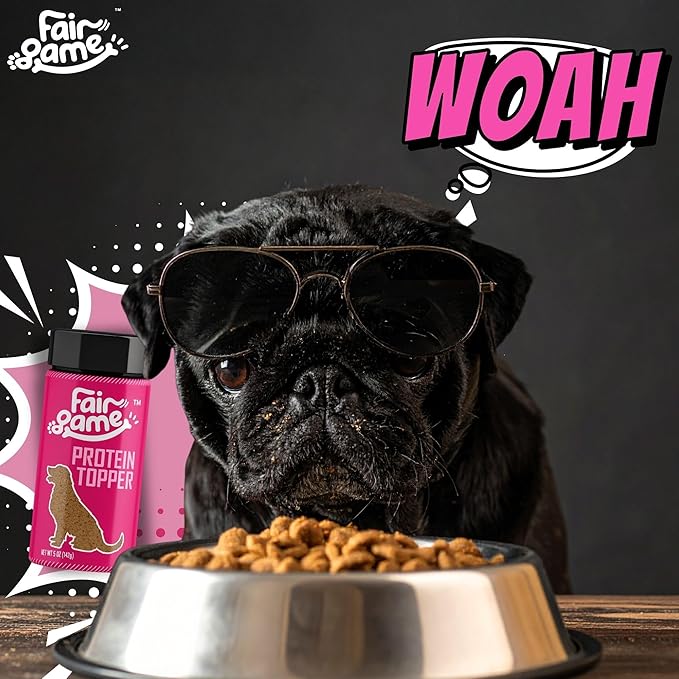 Fair Game Protein Dust Dog Food Topper, Free Range African Venison, High Protein 30%, Hormone Free, Air-Dried (5oz)