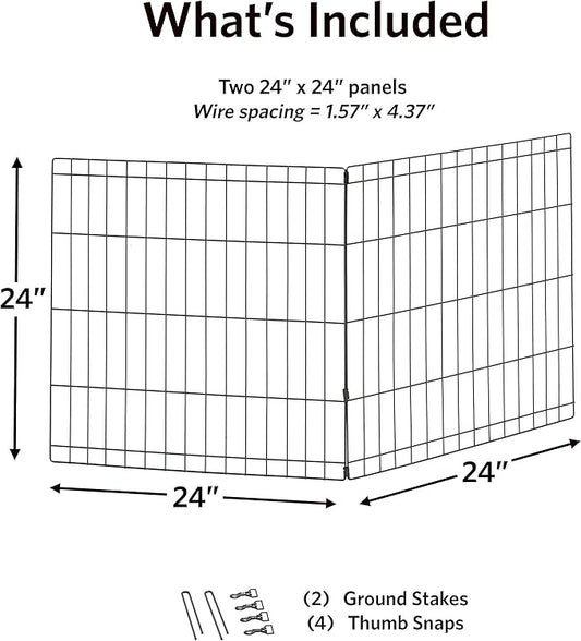 MidWest Homes for Pets Universal Pet Playpen 2-Panel Extension Kit | Fits Metal 24-Inch Dog Pens | Kit Measures 24H x 47.50W Inches| Includes 4 Thumb Snaps, 2 Ground Stakes