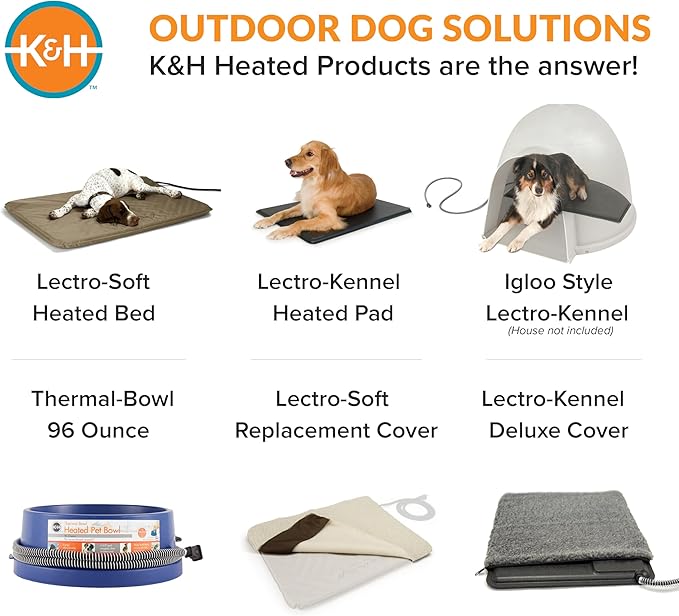 K&H Pet Products Lectro-Kennel Outdoor Heated Pad Deluxe Cover, Fits K&H Lectro-Kennel Large Pads (Heated Pads Sold Separately), Machine Washable Zippered Soft Fleece Cover - 28.5 X 22.5in Gray