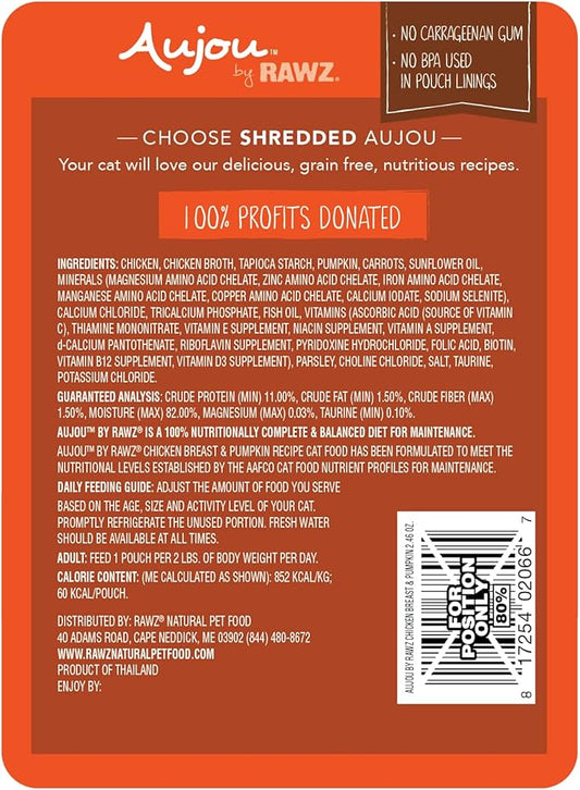 Rawz Aujou Chicken Breast & Pumpkin Cat Food 8 Pouches/2.46 oz