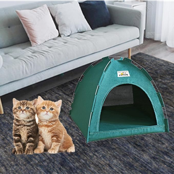 alfyng Cat Tent, Kitten Tent Cave Nest Bed, Portable Pet Cats Tents House for Little Dog, Folding House with Soft Mat for Small Animals All Seasons Indoor and Outdoor (14.2 x 14.2 x 11 INCH)