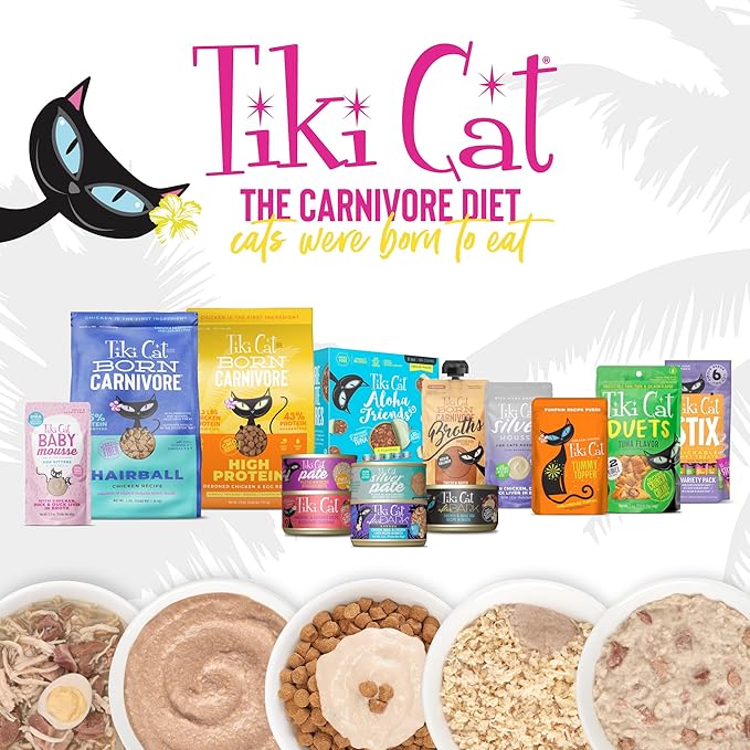 Tiki Cat Velvet Mousse Wet Cat Food, Hairball Control, Chicken & Tuna Recipe in Broth, 2.8 oz. Pouch (12 Count)