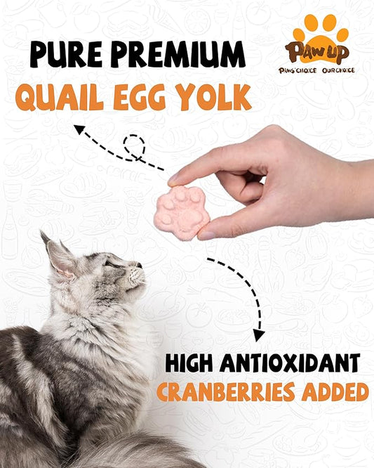 PAWUP Freeze Dried Cat & Dog Treats, Natural Quail Egg Yolk, Rich in Antioxidants Cranberry Added, High-Protein Pet Snacks for Coat & Urinary Health, 3.5 oz