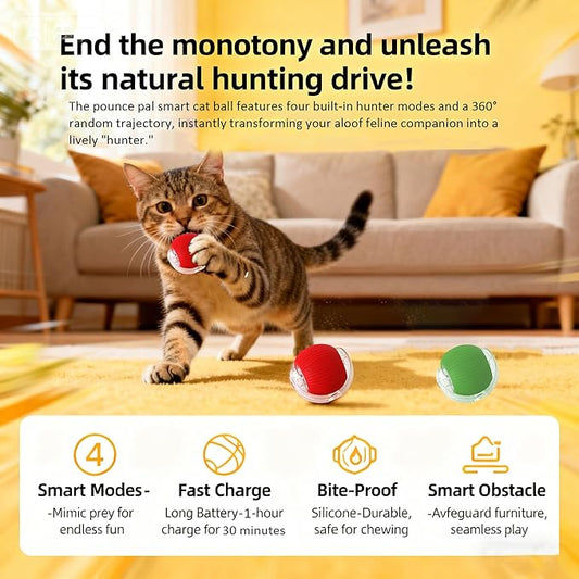 Cat Toy, 360° Automatic Rolling Smart Pet Ball Toys, Motion-Activated, Rechargeable, Four Modes, Three Speed Adjustment, Solve Your Cat's Boredom in Seconds (Grey)