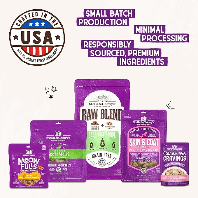 Stella & Chewy's Freeze-Dried Raw Cat Dinner Morsels - Premium Salmon & Chicken Recipe with 98% Wild-Caught & Cage-Free Protein - Natural Grain-Free Cat & Kitten Food - Made in USA - 1 oz