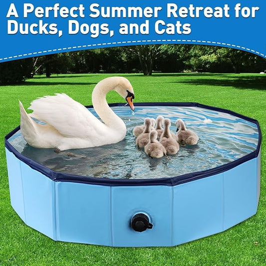 Foldable Duck Pool, Portable Hard Plastic Duck Pond Tub, Collapsible Duck Pools for Pet Ducks, Dogs and Cats – Indoor & Outdoor Use, Hard Shell, Easy to Clean and Store