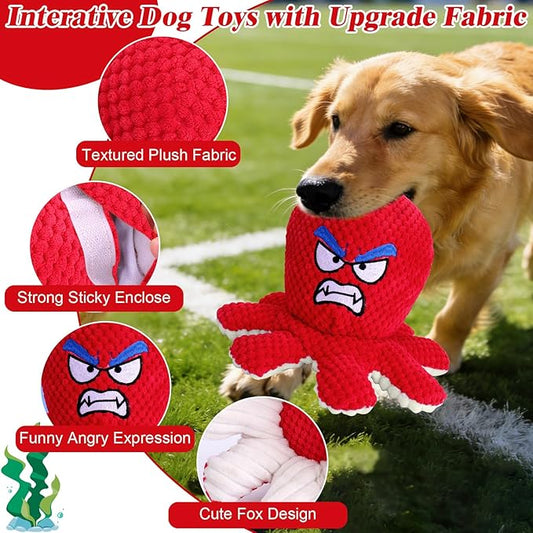 Mity rain Interactive Dog Toys Octopus with Thicken Plush, Moving Dog Toy with Recording Mode Shaking & Singing Mode Bouncing, Funny Ball Jumping to Keep Them Busy & Chase, Rechargeable (No Zipper)