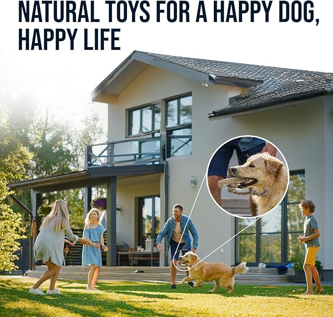 Coffee Wood Tug for Dogs, Medium Toys Made of Real Coffee Wood and Hemp Rope - 100% Natural - Real Wood Chew Stick, Stress Relief, Training and Rewards