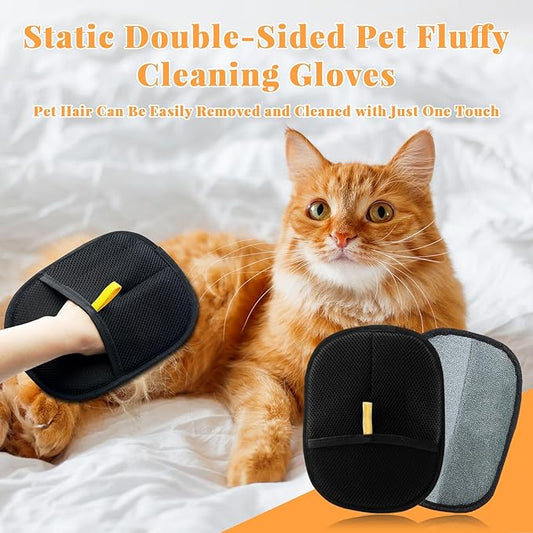 Pet Hair Remover Glove - Reusable & Eco-Friendly Cleaning Tool, Electrostatic Double-Sided Pet Hair Removal Glove, Two-Way Brush, for Cats, Dogs, Clothing, Sofa (3pc)